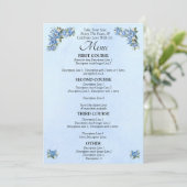 Größere Menükarte - Blue Peony Wedding Set (Stehend Vorderseite)