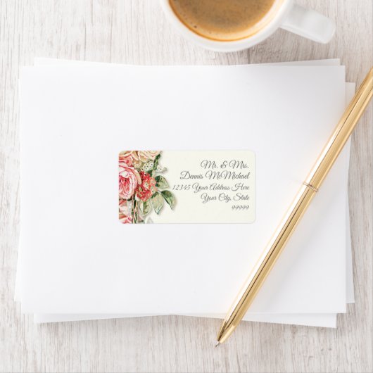 Größere Rücksendeadresse Elegante Vintage Rose Adressaufkleber (Insitu)