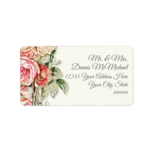 Größere Rücksendeadresse Elegante Vintage Rose Adressaufkleber