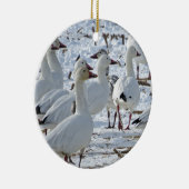 Größere Schnee-Gänse im Getreidefeld (Winter) Keramik Ornament (Rechts)