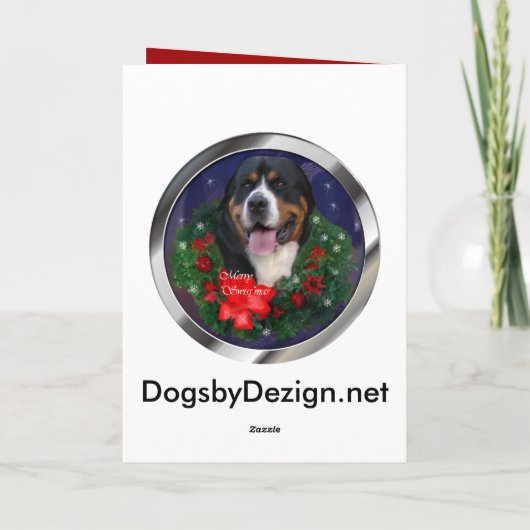 Größere Schweizer Gebirgshundeweihnachtsgeschenke Feiertagskarte (Rückseite)