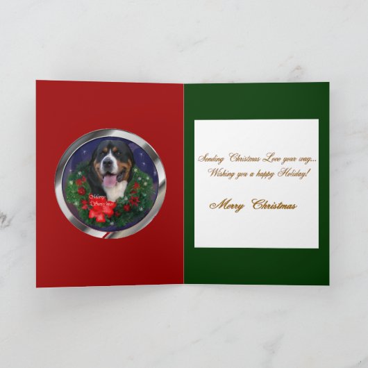 Größere Schweizer Gebirgshundeweihnachtsgeschenke Feiertagskarte (Innenseite)