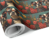 Größere Schweizer mit Herz-Rose Valentinstag Geschenkpapier (Rolleneckpunkt)