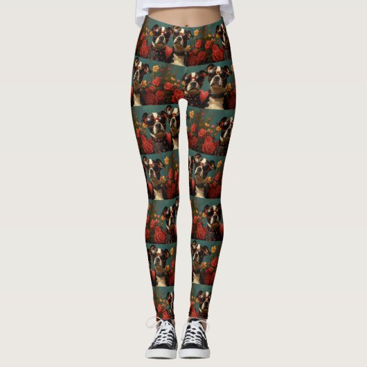 Größere Schweizer mit Herz-Rose Valentinstag Leggings (Vorderseite)