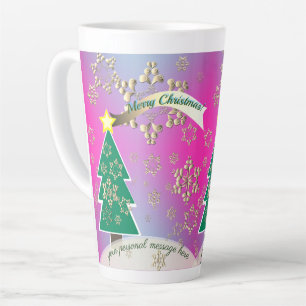 Größere Snowy Lila Weihnachtsbaumszene Latte Tasse