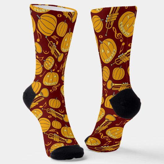 Größere Trumpets Musiknote Pumpkins Socken (Gewinkelt)