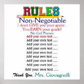 Größere Version Lehrer Klassenzimmer Regeln Poster (Vorne)