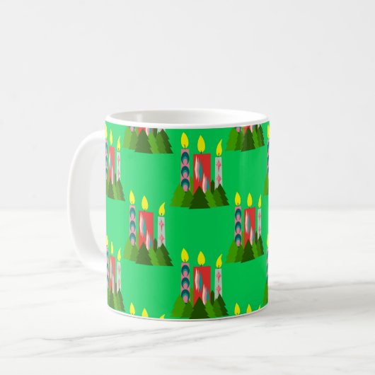 Größere Weihnachtskerzen Kaffeetasse (Vorderseite Links)