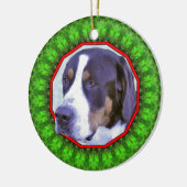 Größerer Schweizer Gebirgshund glückliches Keramikornament (Links)