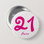 Großes 21. rosa weißes Polkapunkt-Abzeichenalter Button (Vorne & Hinten)