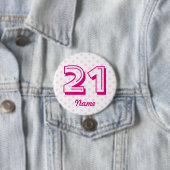 Großes 21. rosa weißes Polkapunkt-Abzeichenalter Button (Beispiel)