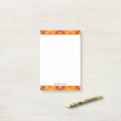Großes 4x6 benutzerdefiniertes Herbst-Orange Gingh Post-it Klebezettel (Auf Schreibtisch)