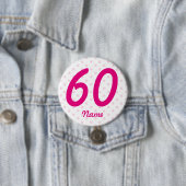 Großes 60. rosa weißes Polkapunkt-Abzeichenalter Button (Beispiel)