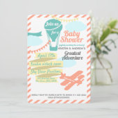 Großes Abenteuer Heißluftballon und Flugzeug Einladung (Stehend Vorderseite)