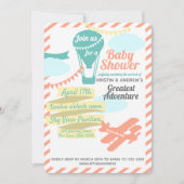 Großes Abenteuer Heißluftballon und Flugzeug Einladung (Vorderseite)