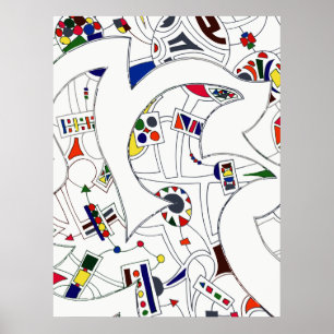 Großes abstraktes Tinten-Zeichnen Poster