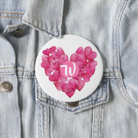 Grosses Abzeichen mit Rose in Monogramm. Button (Beispiel)