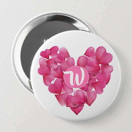 Grosses Abzeichen mit Rose in Monogramm. Button (Vorne & Hinten)