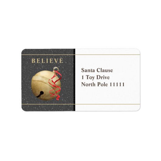 Großes Adressetikett, JINGLE BELL Weihnachten Adressaufkleber (Vorne)