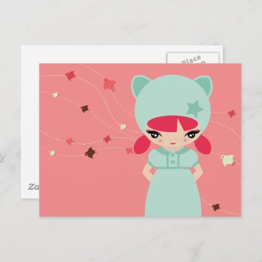 großes Augenmädchen Postkarte (Vorne/Hinten)