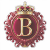 Großes B-Monogramm auf rotem Samt Aufkleber (Vorderseite)