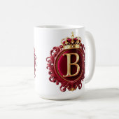 Großes B-Monogramm auf rotem Samt Kaffeetasse (VorderseiteRechts)