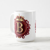 Großes B-Monogramm auf rotem Samt Kaffeetasse (Vorderseite Links)