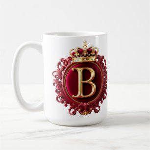 Großes B-Monogramm auf rotem Samt Kaffeetasse