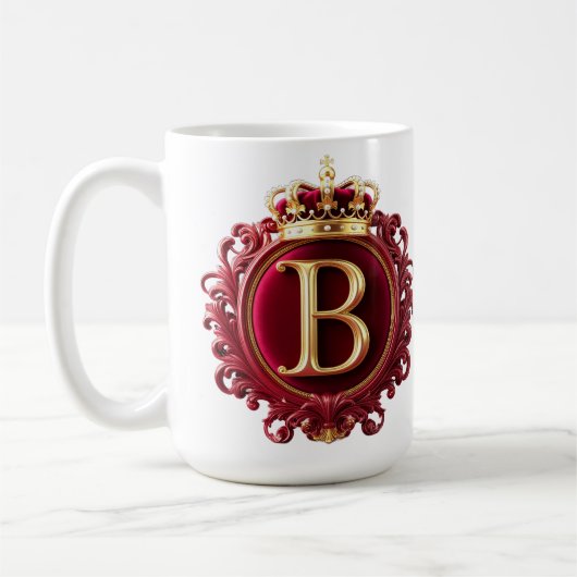 Großes B-Monogramm auf rotem Samt Kaffeetasse (Links)