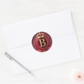 Großes B-Monogramm auf rotem Samt Runder Aufkleber (Umschlag)