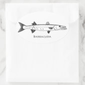 Großes Barracuda-Logo Ovaler Aufkleber (Tasche)