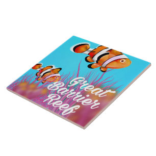 Großes Barriereriff Clownfisch Cartoon Poster Fliese