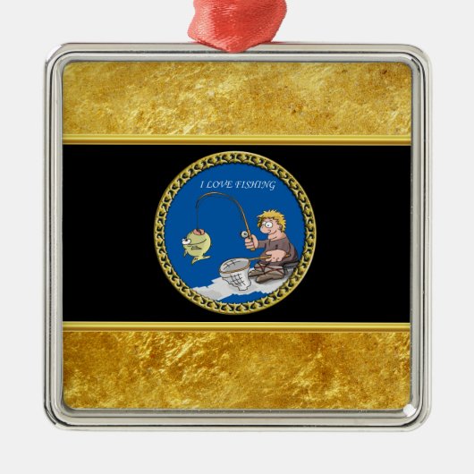 Großes Bass-Fischerfischen auf dem Eis Silbernes Ornament (Vorne)