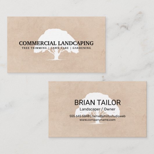 Großes Baumlogo | Gartenarbeit | Landflucht Visitenkarte (Vorne/Hinten)