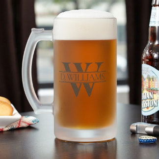 Großes benutzerdefiniertes Monogramm Anfangsbuchst Mattglas Bierglas