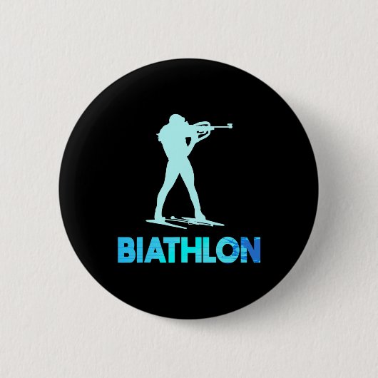 Grosses Biathlon Skidesign Langlaufen Button (Vorderseite)