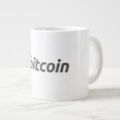 Grosses Bitcoin-Logo mit orangefarbenem Bitcoin-Sy Jumbo-Tasse (Vorderseite Rechts)