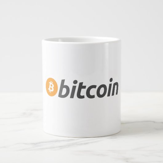 Grosses Bitcoin-Logo mit orangefarbenem Bitcoin-Sy Jumbo-Tasse (Vorderseite)