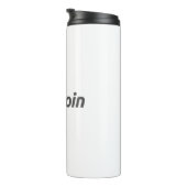 Grosses Bitcoin-Logo mit orangefarbenem Bitcoin-Sy Thermosbecher (Nach rechts gedreht)