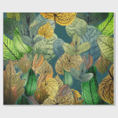 Grosses Blätterblatt grün, braun, Aquamarin, rost Geschenkpapier (Flach)