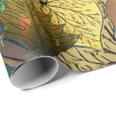 Grosses Blätterblatt grün, braun, Aquamarin, rost Geschenkpapier (Rolleneckpunkt)