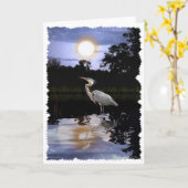 GROSSES BLAU-REIHER Gruß-Karten u. Karte (Gelbe Blume)