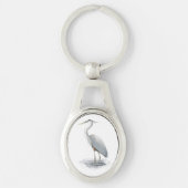 Großes Blau-Reiher-MetallSchlüsselanhänger Schlüsselanhänger (Vorderseite)