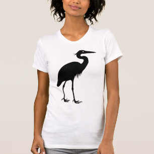 Großes Blau-Reiher-Vogel-Schwarz-Silhouette T-Shirt