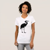 Großes Blau-Reiher-Vogel-Schwarz-Silhouette T-Shirt (Vorne ganz)