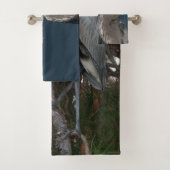 Großes Blau-Reiher-Vogel-Tier-Bad-Tuch-Set Badhandtuch Set (Insitu)