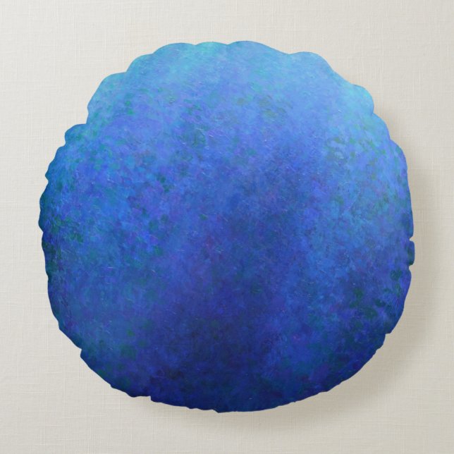 Großes Blau Rundes Kissen (Vorderseite)