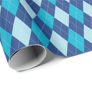 Großes blaues Argyle-Geschenkpapier Geschenkpapier