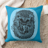 Grosses blaues Kissen mit schlafendem Igel (Decke)