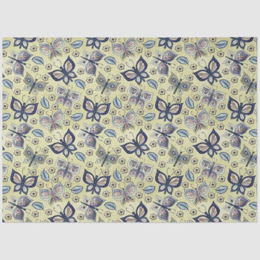 Grosses blaues Schmetterlingsmuster Seidenpapier (Vorderseite)